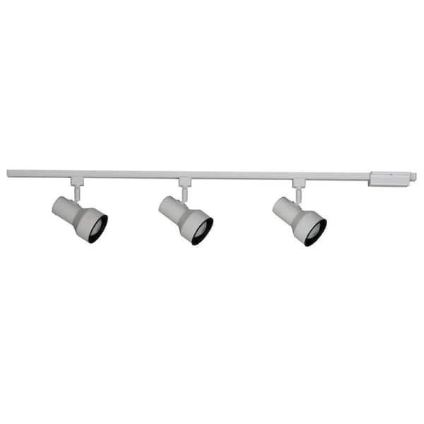 Hampton Bay Linear Track Kit with 3 R20 Step Cylinder Fixtures in White Finish