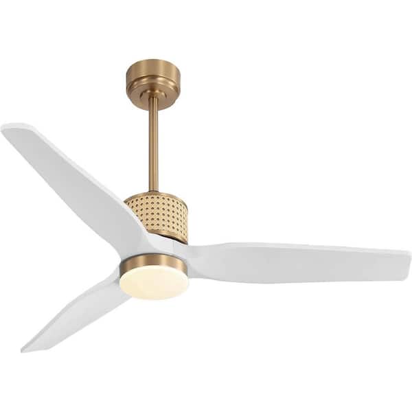 52 in. Indoor White Ceiling Fan with LED Light and Remote