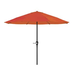 9 ft. Aluminum Outdoor Patio Umbrella with Hand Crank Lift in Terracotta
