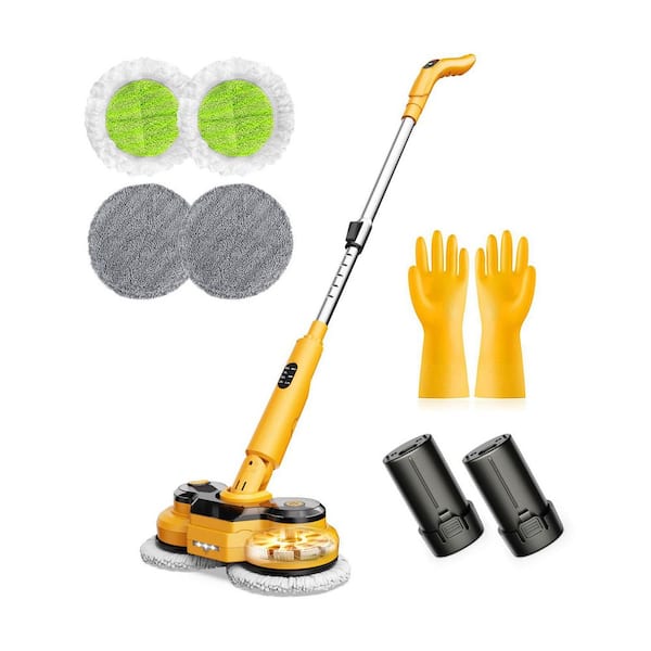 800RPM Cordless Automatic Spin Floor Mop w Smart Display, Upright Rotating Head, LED Light, Water Spray for Floors