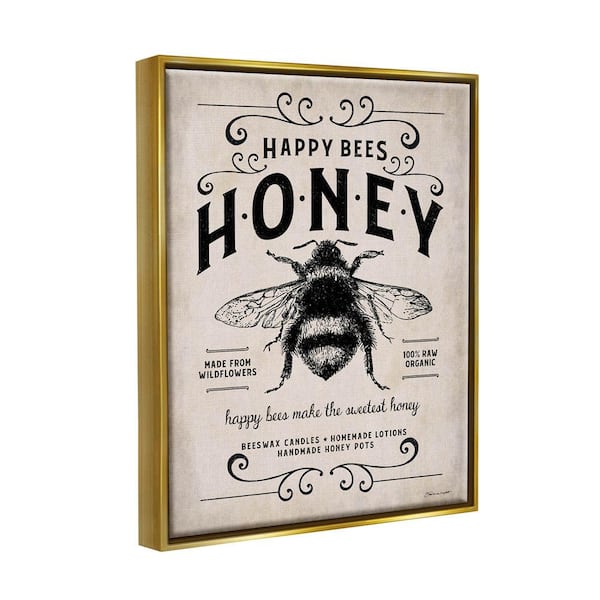 The Stupell Home Decor Collection Honey Bee Farm Textured Word Design by Stephanie  Workman Marrott Floater Frame Animal Wall Art Print 21 in. x 17 in. rwp-201_ffg_16x20  - The Home Depot