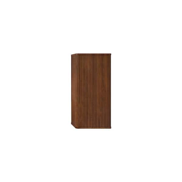 Modern 14.2 in. W x 11.4 in. D x 29.5 in. H Bathroom Storage Wall Cabinet in Walnut