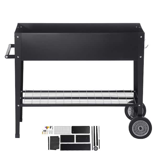 Black Raised Garden Bed, 42. 5x19. 5x31. 5 in. Galvanized Steel Planter Box with Legs for Flowers, Vegetables & Herbs