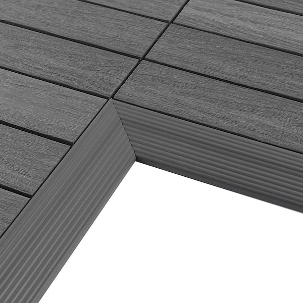 NewTechWood 1/6 ft. x 1 ft. Quick Deck Composite Deck Tile Inside Corner Fascia in Argentinian Silver Gray (2-Pieces/Box)