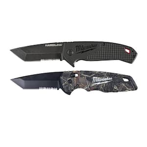 3 in. Hardline D2 Steel Serrated Blade Pocket Folding Knife& FASTBACK Camo Stainless Steel Spring Assisted Folding Knife