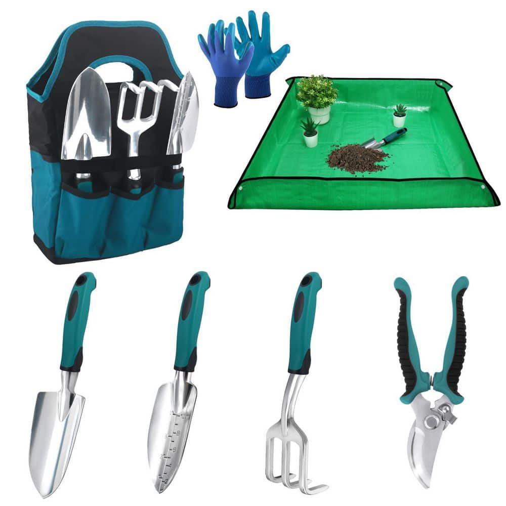 7 Piece Garden Tool Set with Repotting Mat, Heavy Duty Ergonomic Handle Tools and Storage Tote for Gardening price history on PriceWatchPro