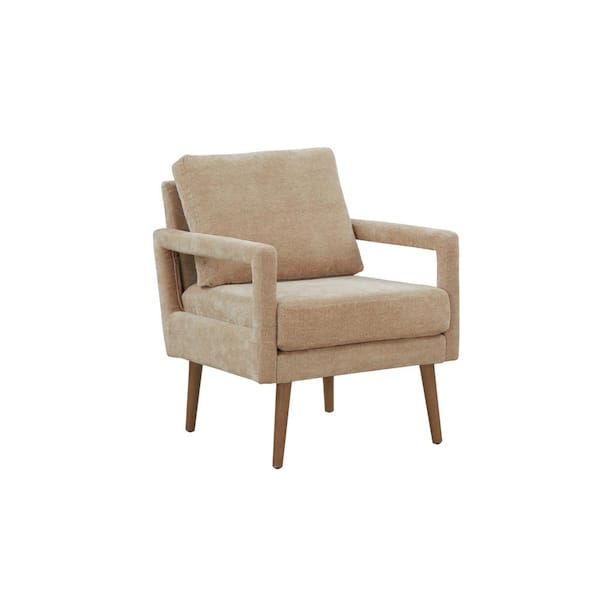 Unbranded Brown Mid-Century Living Room Armchair Accent Chair with Chenille Armrest and Soft Cushion Stylish Accent Chair