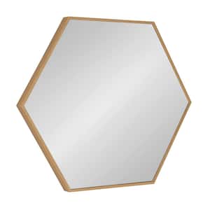 Rhodes 25 in. x 22 in. Classic Hexagon Framed Natural Wall Mirror