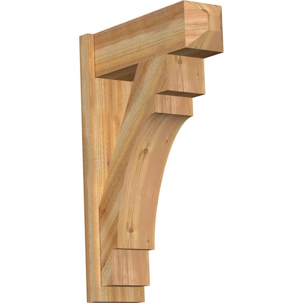 Ekena Millwork 8 in. x 36 in. x 24 in. Merced Craftsman Rough Sawn Western Red Cedar Outlooker