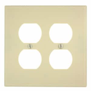 1-Gang Midway Size 2-Duplex Receptacles Plastic Wall Plate in Ivory