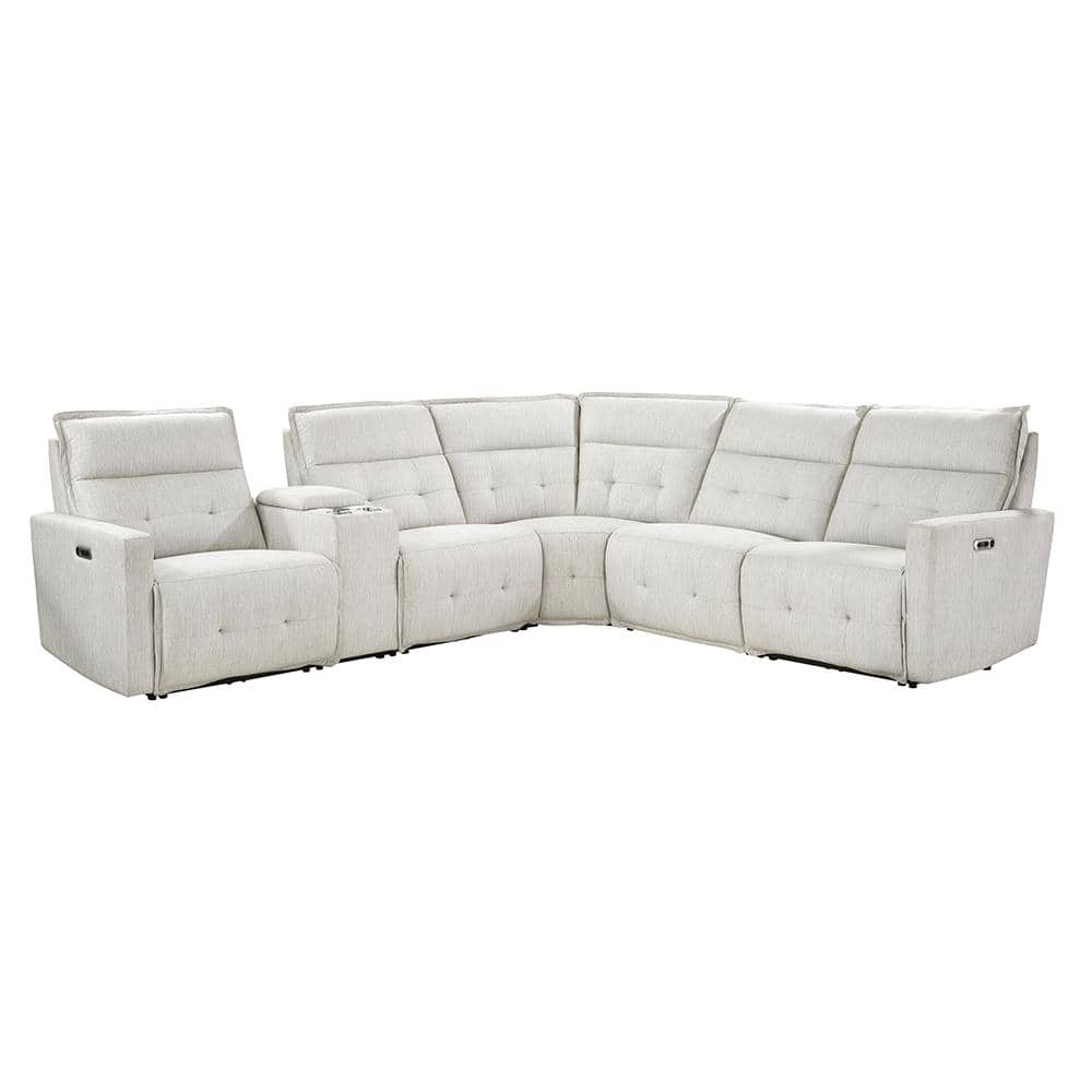 Loveland 113.5 in. 6-Piece Textured Fabric Modular Power Reclining Sectiona