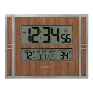 Atomic Digital Wall Clock with Indoor & Outdoor Temperature