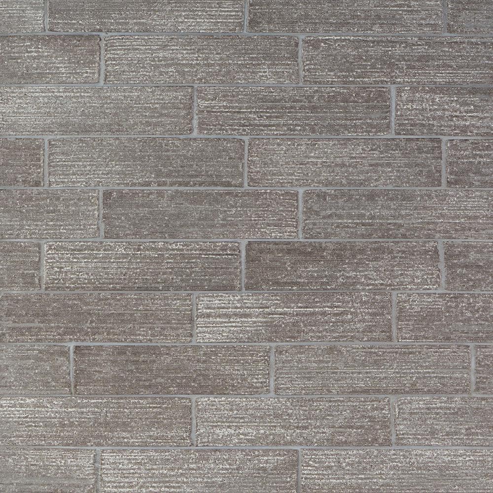 Ivy Hill Tile Rhythmic Stroke Matte Gray 2 in. x 9 in. Glazed Clay