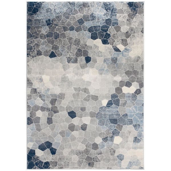 Rug Branch Havana Collection Traditional Distressed Area Rug Large (8x11 feet) - 7'9" x 10'8", Navy Blue