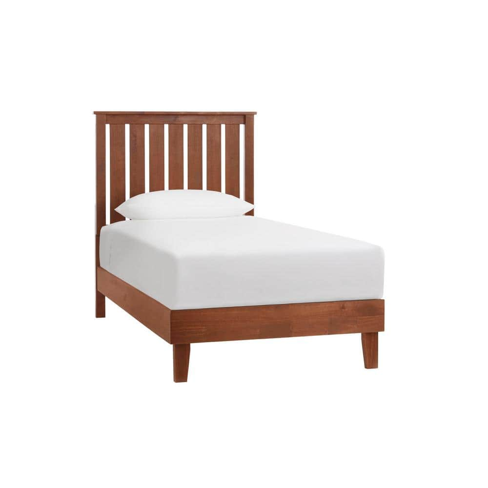 StyleWell Gatestone Twin Walnut Brown Wood Bed with Vertical Slats (40 ...