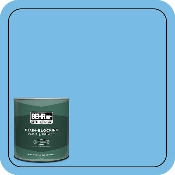 BEHR ULTRA 1 qt. #550B-4 Costa Rica Blue Extra Durable Semi-Gloss Enamel Interior Paint & Primer