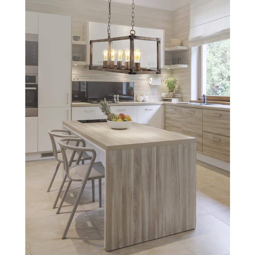 Magnolia Rustic 36" 5-Light Farmhouse LED Pendant in Oil-Rubbed Bronze