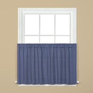 Denim Blue Buffalo Check Rod Pocket Curtain - 57 in. W x 36 in. L (Set of 2)