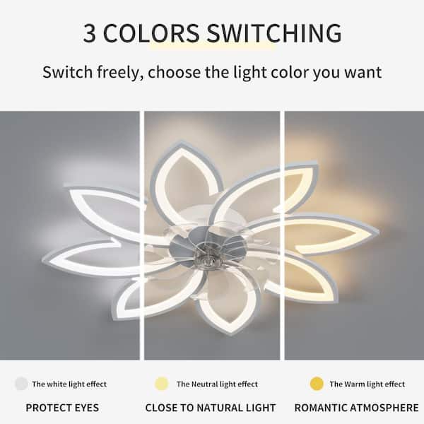 90cm Flower Dimmable Ceiling Fans With Bulbs And Remote Control Dc Fan Light With Memory Function App Timer Reversible Ceiling Fan Chandelier For Living Room, Black - View #10