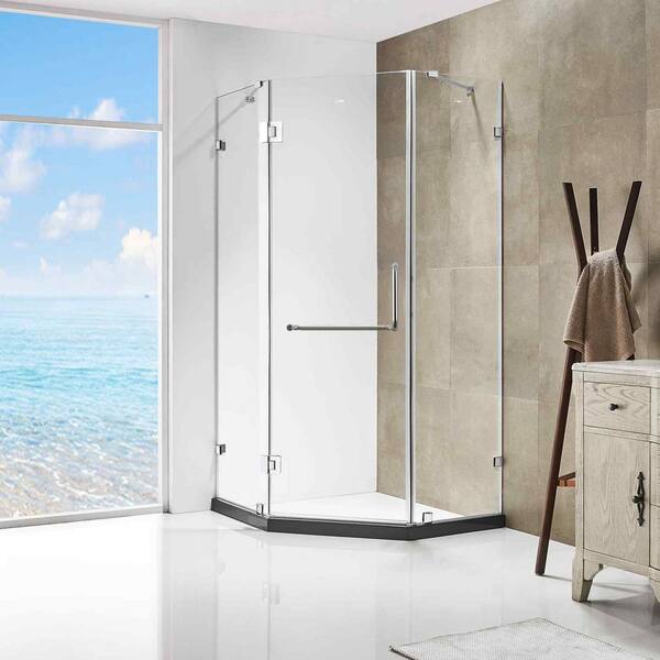 Dreamwerks 39.4 in. x 79 in. Frameless Neo-Angle Hinged Shower
