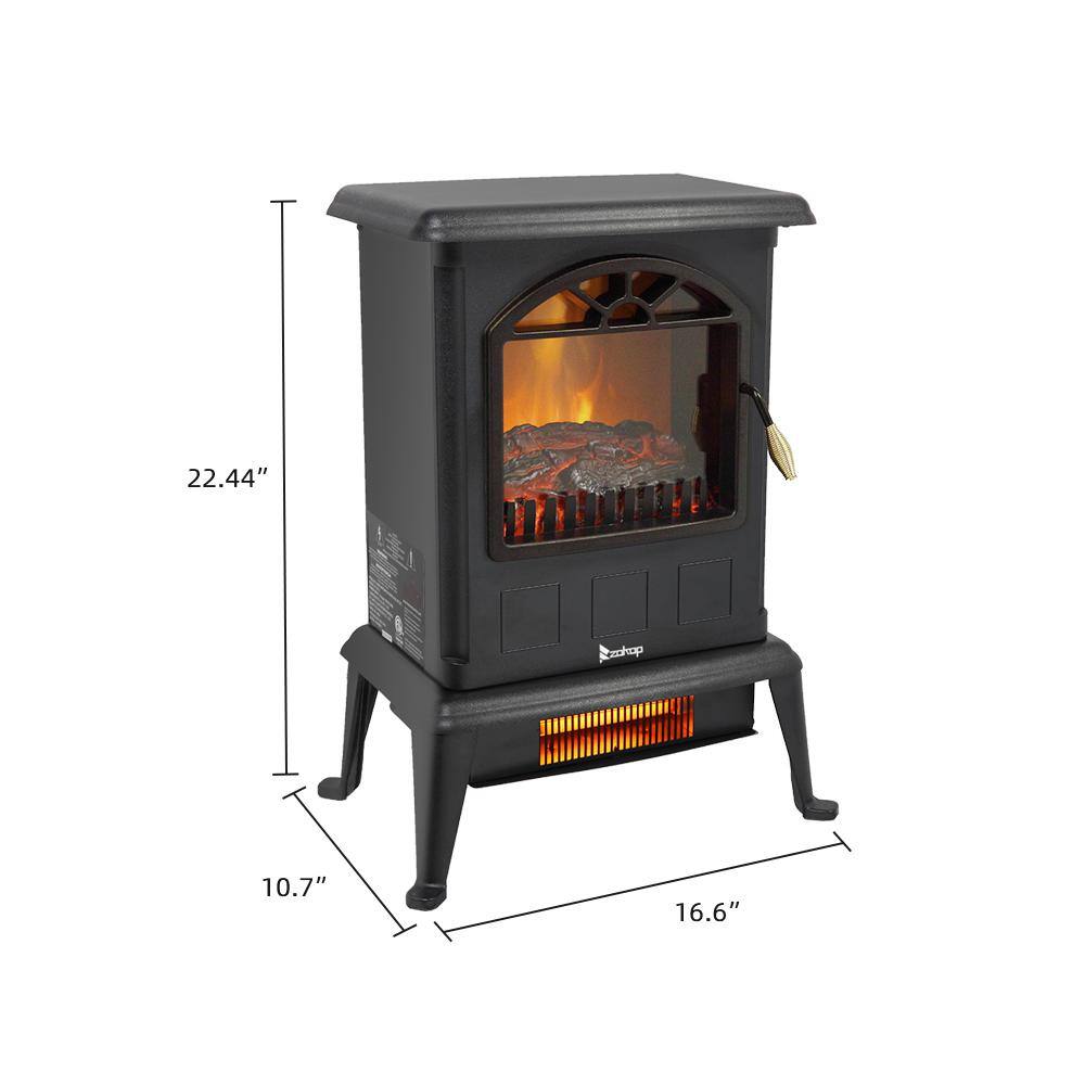Compact Black Freestanding Infrared Electric Fireplace Stove