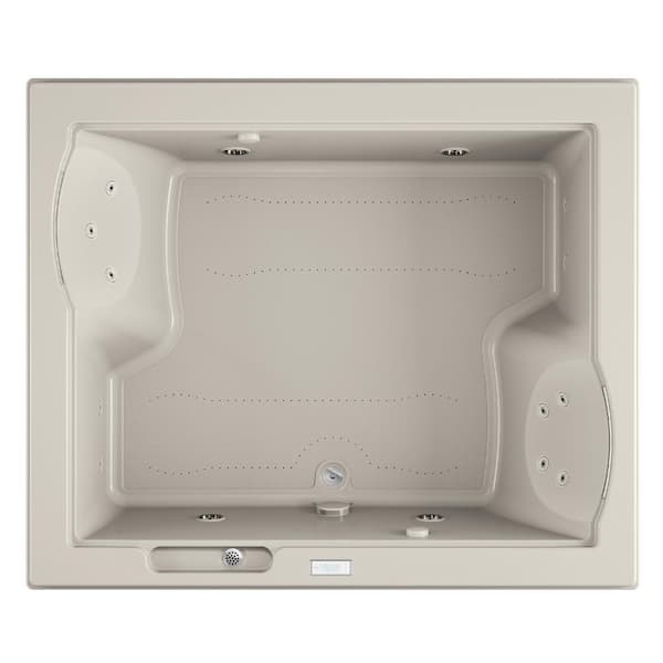 Fuzion Salon SPA 71.75 in. x 59.75 in. Rectangular Combination Bathtub with Center Drain in Oyster