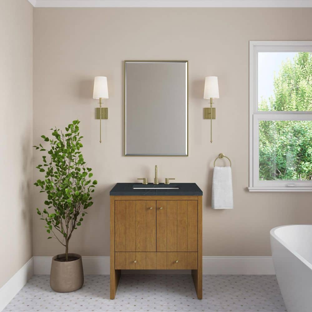 Hudson 30.0 in. Single Bath Vanity in Honey Oak with Charcoal Soapstone Quartz Top price history on PriceWatchPro