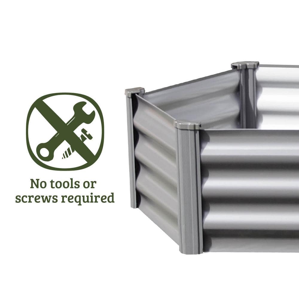 Woodland Gray Galvanized Steel Hexagon Raised Garden Bed