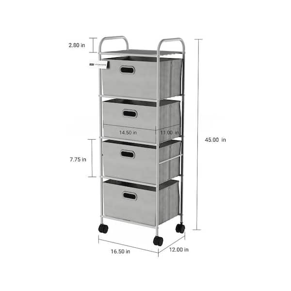 Rolling Fabric Bin Storage Cart with W Lavish Home Portable 4 Drawer Organizer 