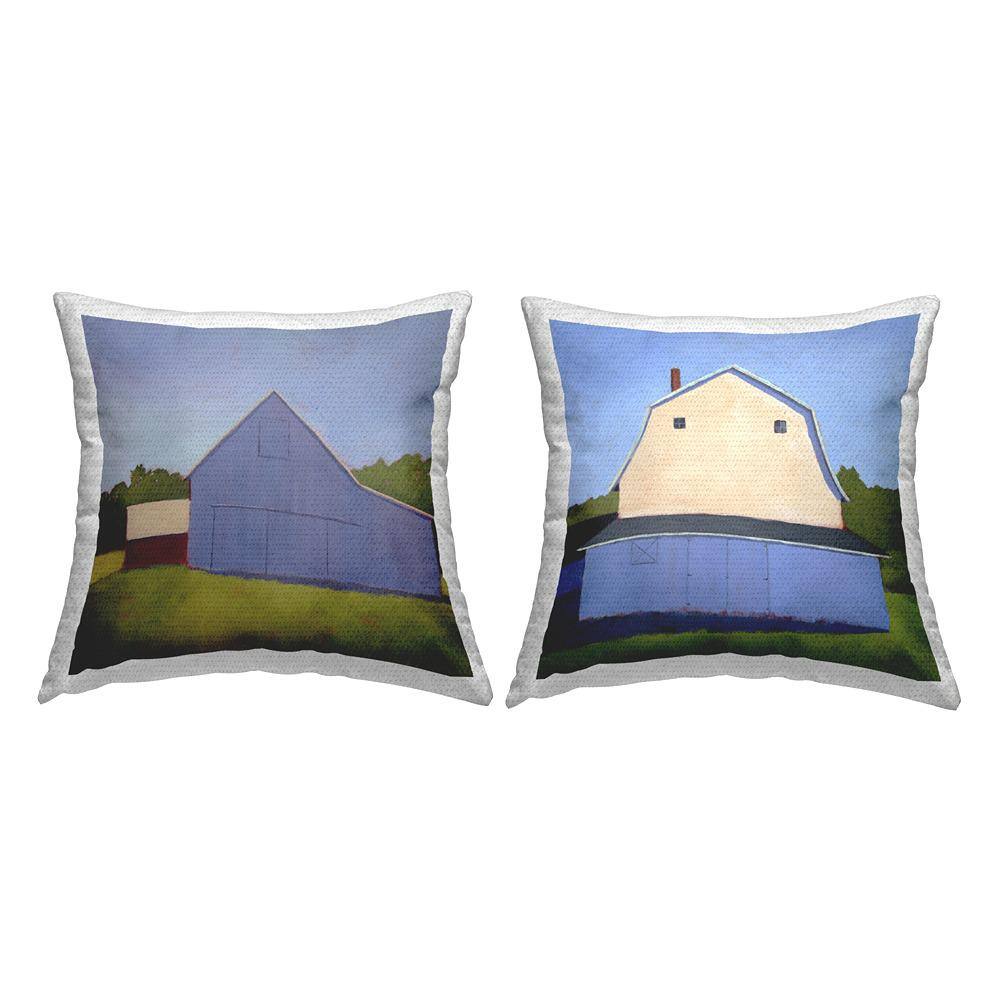 Rural Sunlit Barn Farmland Field Blue Square Outdoor Throw Pillow 2-Pack price history on PriceWatchPro