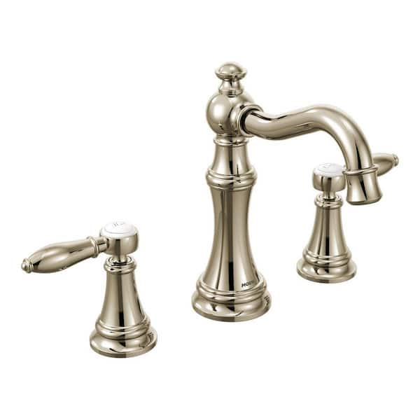 Weymouth 8 in. Widespread Double Handle Bathroom Faucet in Polished Nickel