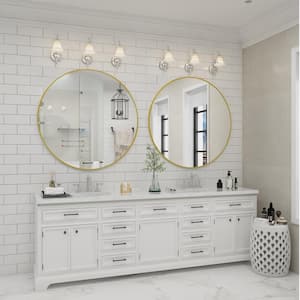 40 in. W x 40 in. H Round Aluminum Alloy Framed French Cleat Mounted Wall Decor Bathroom Vanity Mirror in Matte Gold