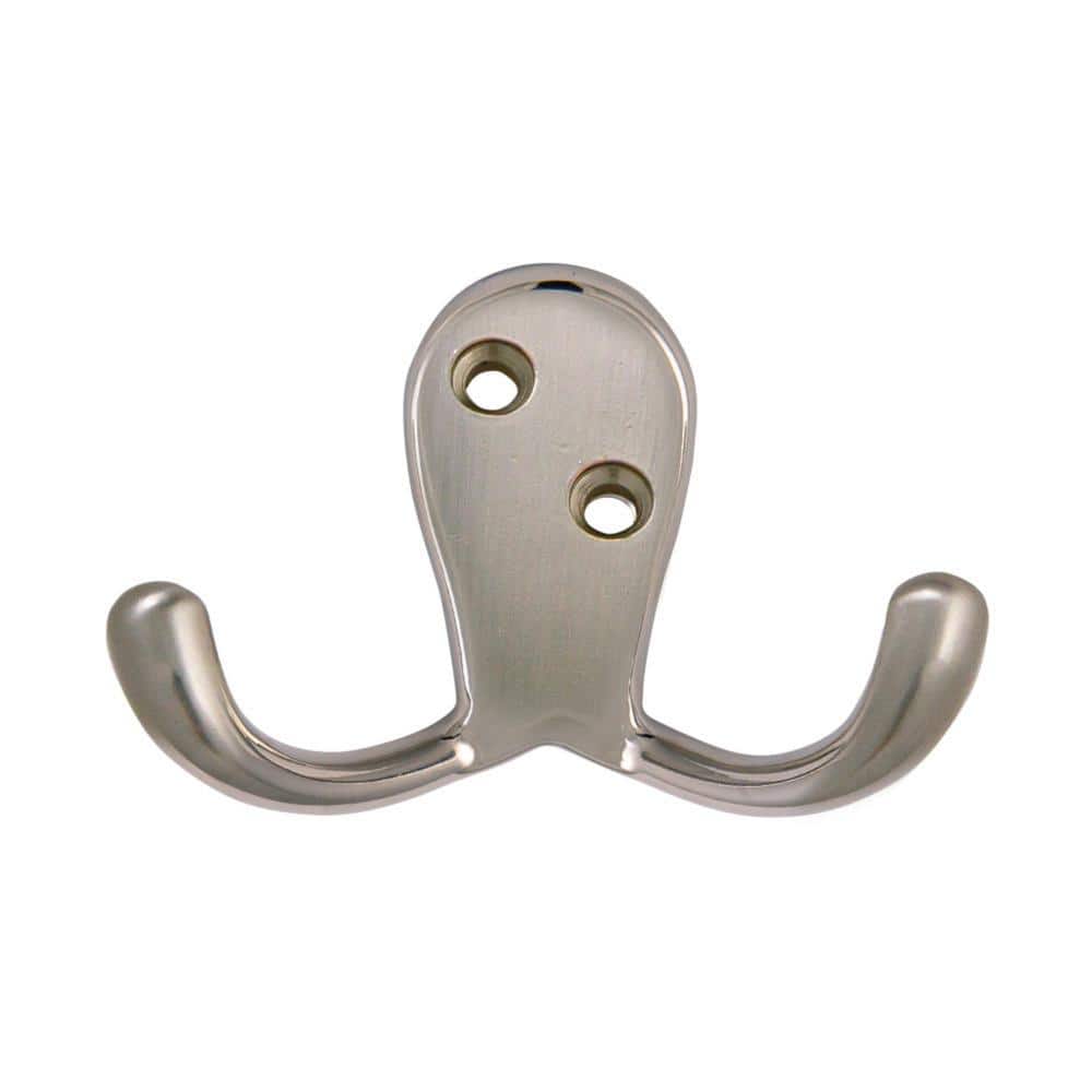 Satin Nickel Double Hook 10-Pack for Extra Storage
