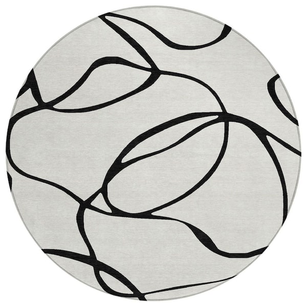 Chantille Machine Washable Indoor/Outdoor Abstract ACN999 White 8 ft. x 8 ft. Area Rug