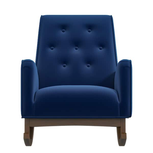 Ashcroft Furniture Co Dalston Modern Velvet Upholstered Indoor Livingroom Rocking Accent Chair in Blue