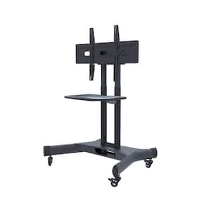 Universal Swivel TV Standalone Mount for 32 in. - 80 in. TVs with Adjustable Table Top Tiltable and Locking Wheels Black