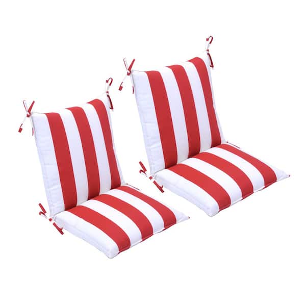 Outdoor Patio Garden Dining Back Chair Seat Cushion 3" Thickness Red Stripe 