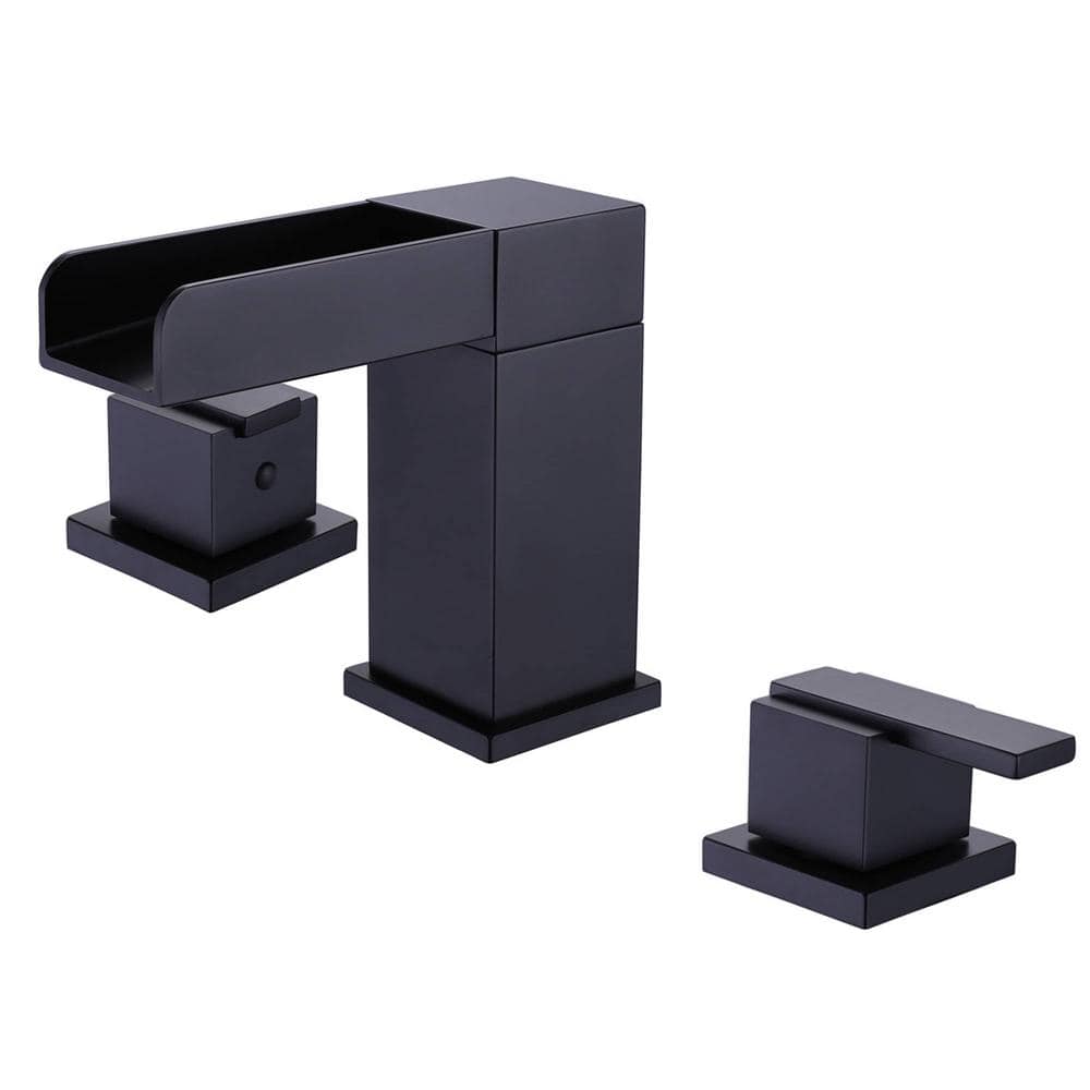 8 in. Widespread Double Handle Waterfall Bathroom Faucet with Modern Brass 3-Hole Bathroom Sink Taps in Matte Black price history on PriceWatchPro