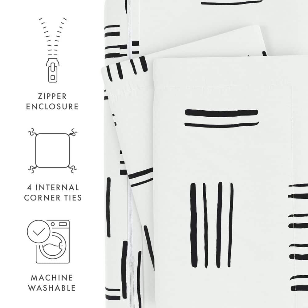 Gray and White Geometric Microfiber Twin Duvet Cover Set