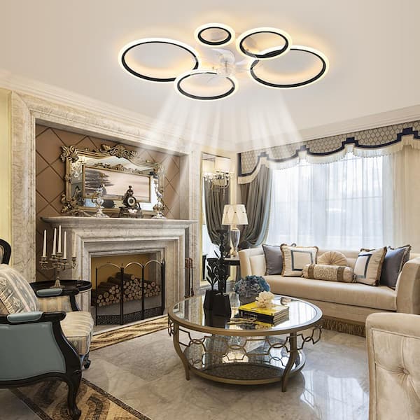39 in. Indoor Black Indoor Ceiling Fan with Adjustable White Integrated LED, Remote Included