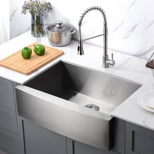 Handmade Farmhouse Apron-Front Stainless Steel 30 in. Single Bowl Kitchen Sink