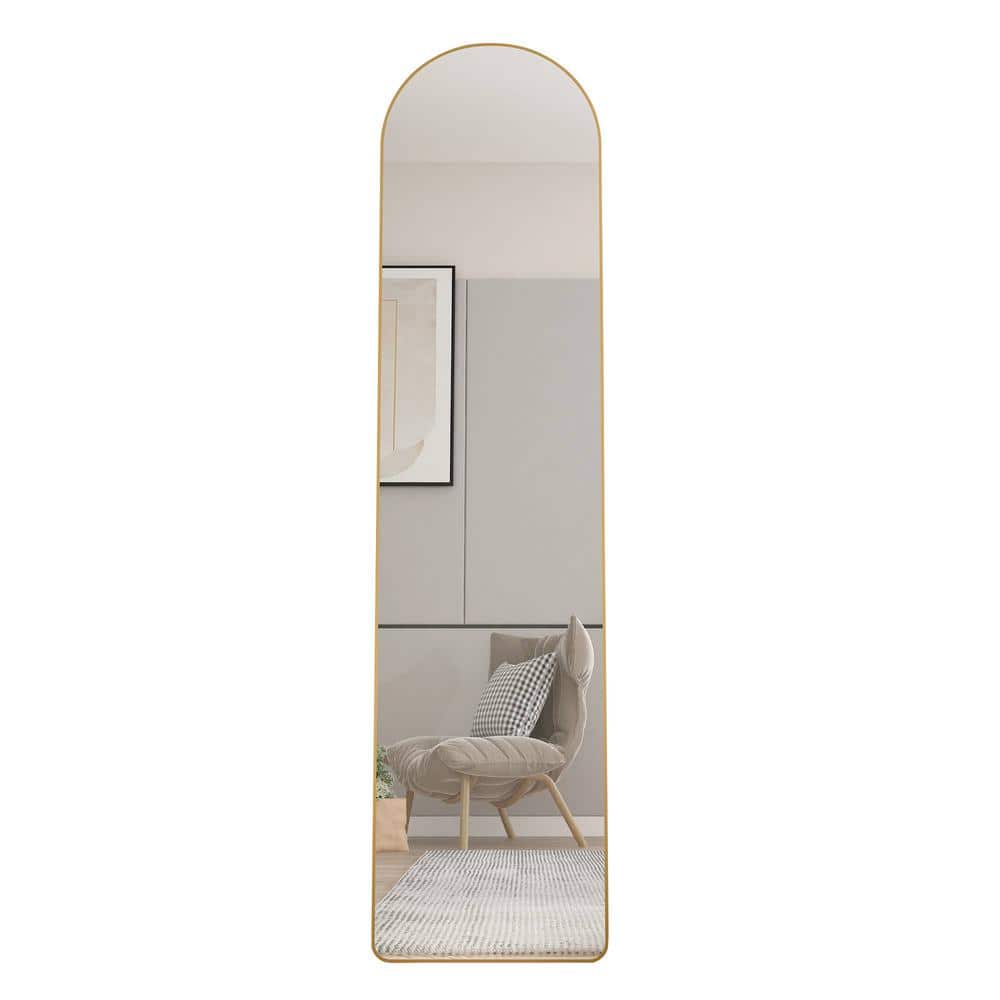 14 in. W x 57.5 in. H Arched Framed Freestanding Bathroom Vanity Mirror in 