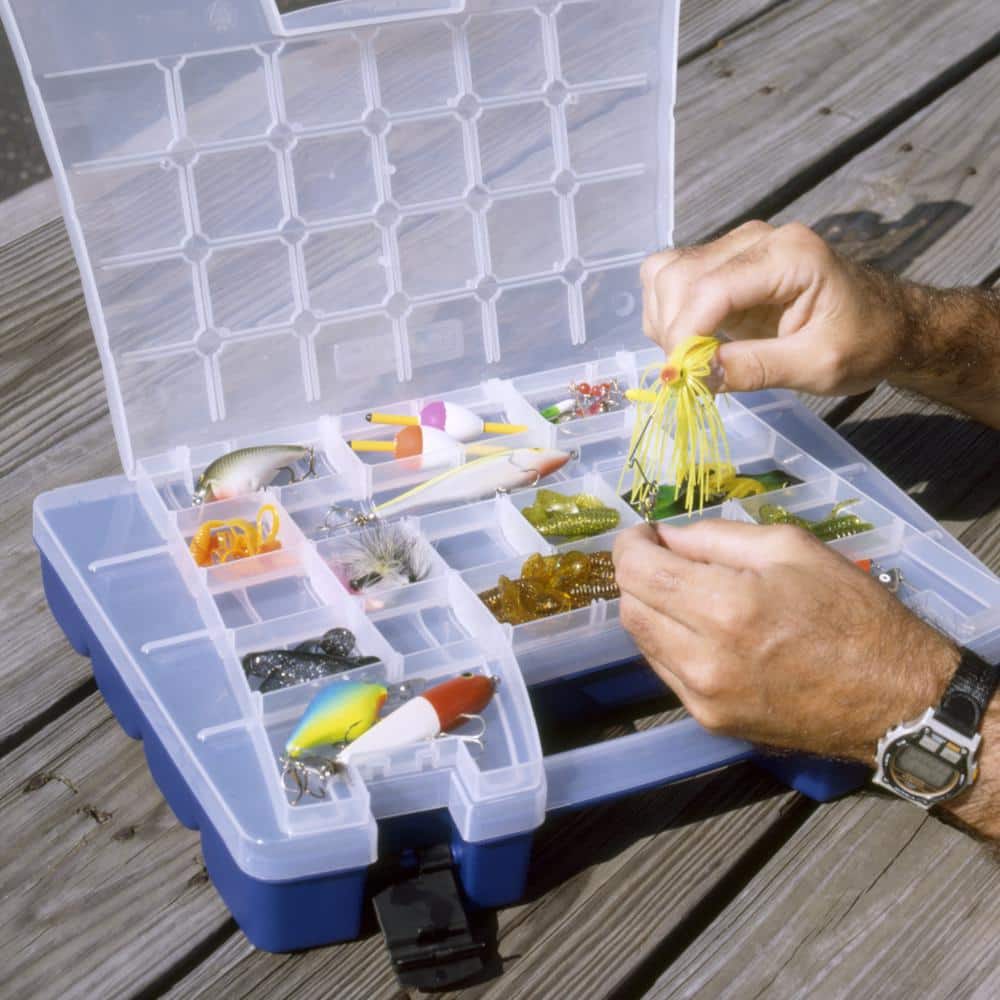 Blue Plastic Lockable Multi-Compartment Organizer Box