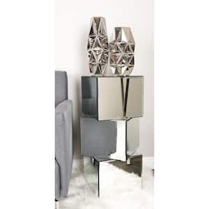 30 in. Silver Glass Glam Pedestal Table