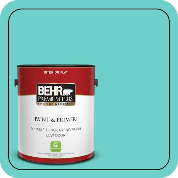 BEHR PREMIUM PLUS 1 gal. #P450-4 Hidden Sea Glass Flat Low Odor Interior Paint & Primer