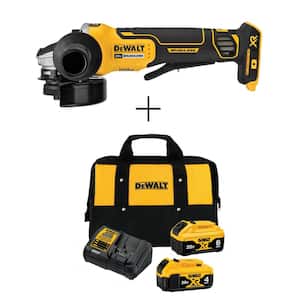 20V MAX XR Cordless Brushless 4-1/2 in. Paddle Switch Angle Grinder with 6.0Ah & 4.0Ah Batteries, Charger & Bag