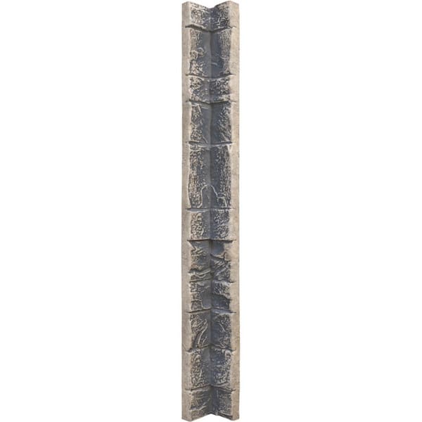 Ekena Millwork 3 in. x 3 in. Linen Graphite Composite Universal Inside Corner for StoneWall Faux Stone Siding Panels