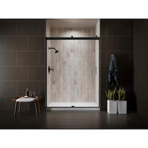 Levity 47.625 in. W x 74 in. H Sliding Frameless Shower Door in Matte Black with Crystal Clear Glass