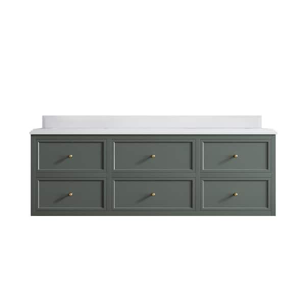 Willow Collections Roswell 72 in. W x 22 in. D x 36 in. H Double Sink Bath Vanity in Pewter Green with 1.5" White Qt. Top