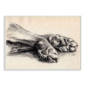 "Dog Paw Charcoal Design Tan Black" by Jennifer Paxton Parker Unframed Animal Wood Wall Art Print 13 in. x 19 in.
